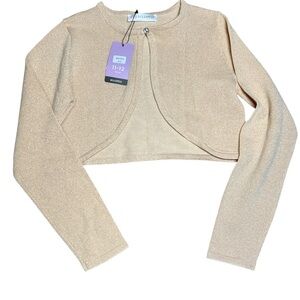BOLEROSE Cream gold spelling Bolero Sweater girls 11-12